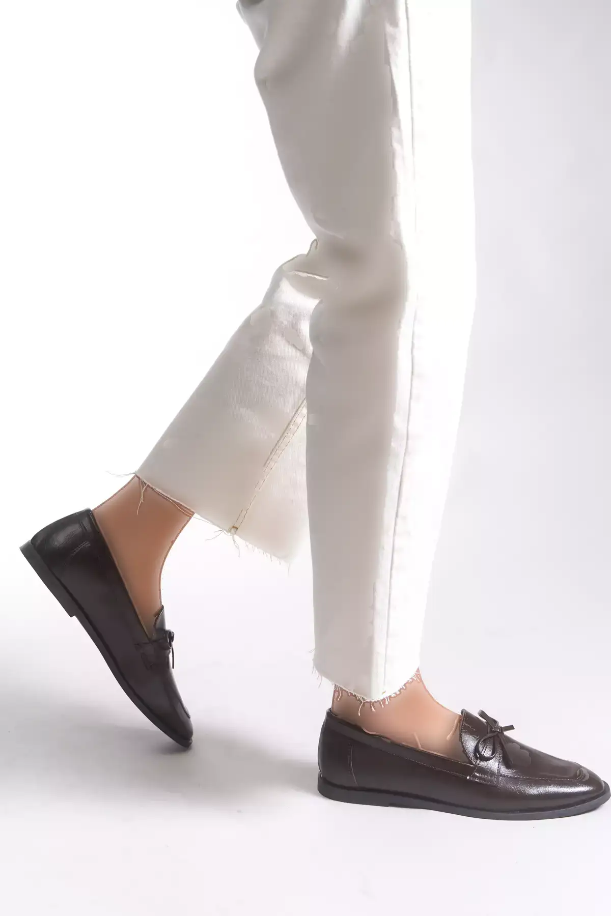 کفش زنانه 001295 - کفش باله چرم قهوهای برند Riccon - 983028541