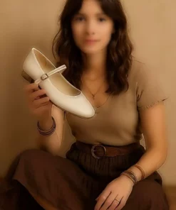 کرم پوست زنانه کفش باله‌ای روزمره PC-54810 برند Pierre Cardin - 929222358