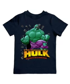 تیشرت بچگانه تابستانی از پارچه پنبهای کشی با طرح چاپی برند Hulk - 801286748