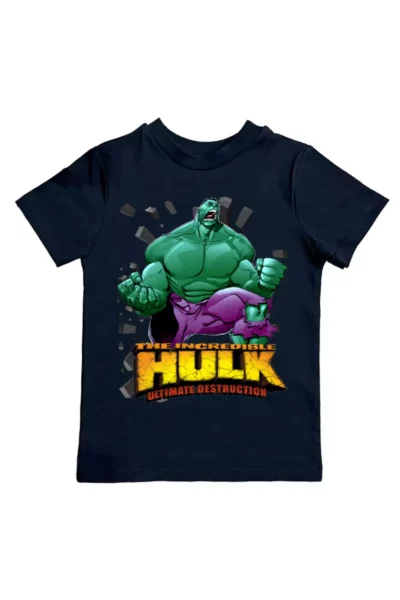 تی‌شرت بچگانه تابستانی از پارچه پنبه‌ای کشی با طرح چاپی برند Hulk - 801286748