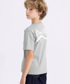 تیشرت کوتاه آستین دار پسرانه با یقه دوچرخه و چاپ پشت مدل D0428A824HS برند Defacto - 825441158