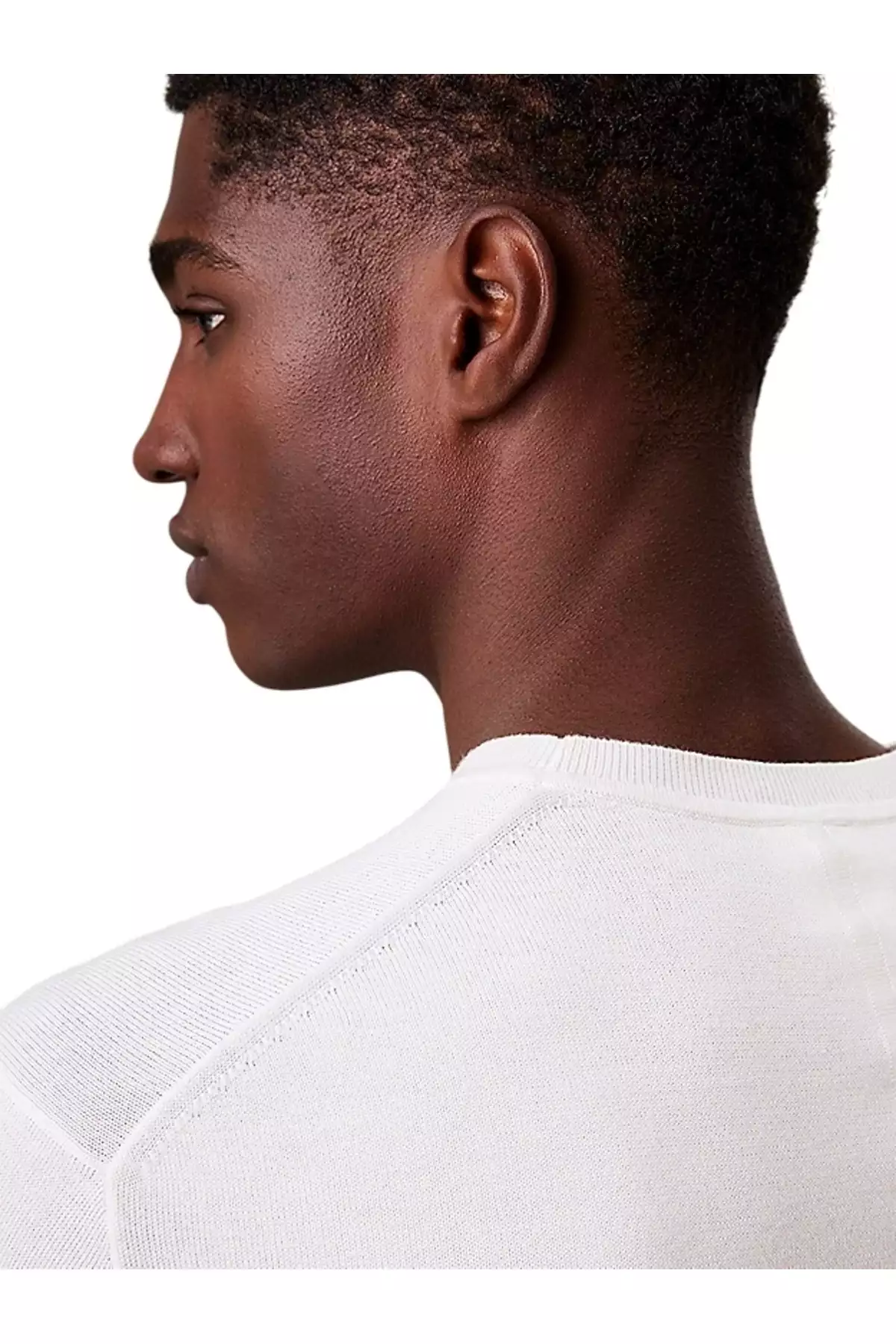 پولوشرت با یقه گرد مردانه از جنس پشم سوپیمای کتانی - سفید برند Calvin Klein - 952342928