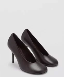 کفش پاشنه بلند چرمی با نوک گرد برند MANGO - 1033431100