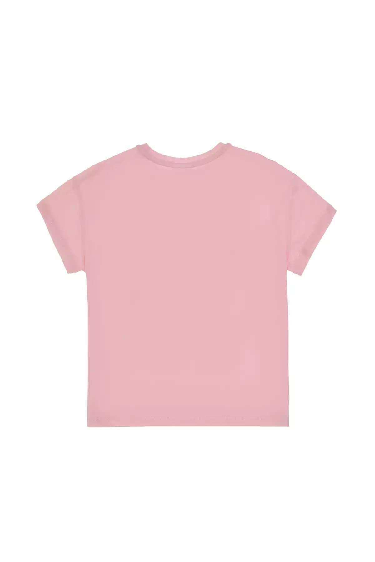 تیشرت نخی طرحدار یقه گرد راحتی برای دختران با رنگ صورتی روشن 50306203-VR078 برند U.S. Polo Assn. - 941914958