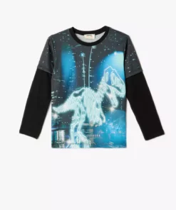 تیشرت یقه گرد آستین بلند با طرح دایناسور برند Koton - 862472416