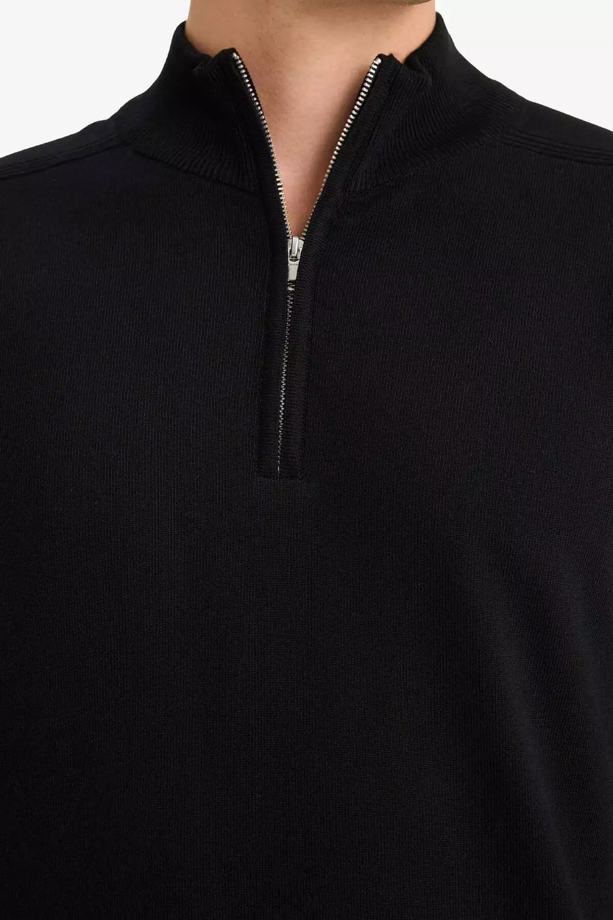 ژاکت بافتنی یقه ایستاده با نیمه زیپ استاندارد فیت D0624AX25AU برند Defacto - 966582822