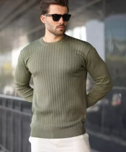 کاپشن یقه گرد راهراهدار با آستینهای بلند هاکی مدل E7273 برند Madmext - 865724606