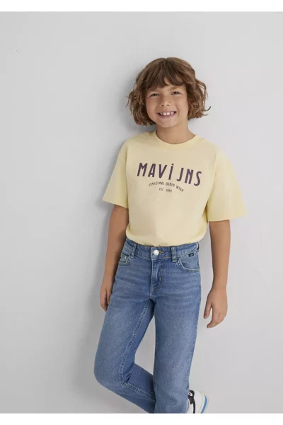 تی‌شرت زرد با طراحی چاپی Jns / برش آزاد و راحت 6610396-70024 برند Mavi - 958017900