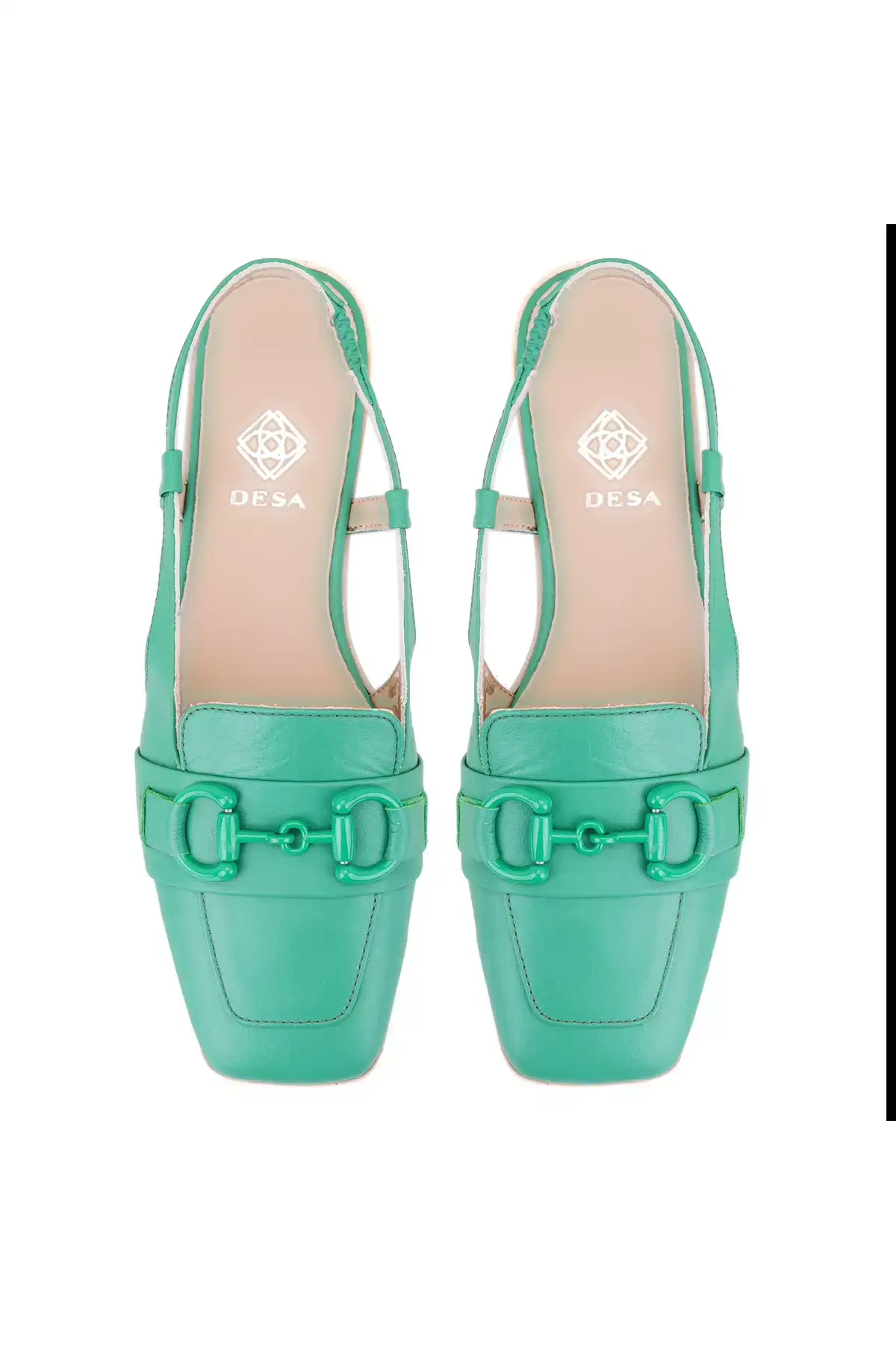 کفش خانمها لواتر چرم با اکسسوری گل سبز برند Desa - 708345523