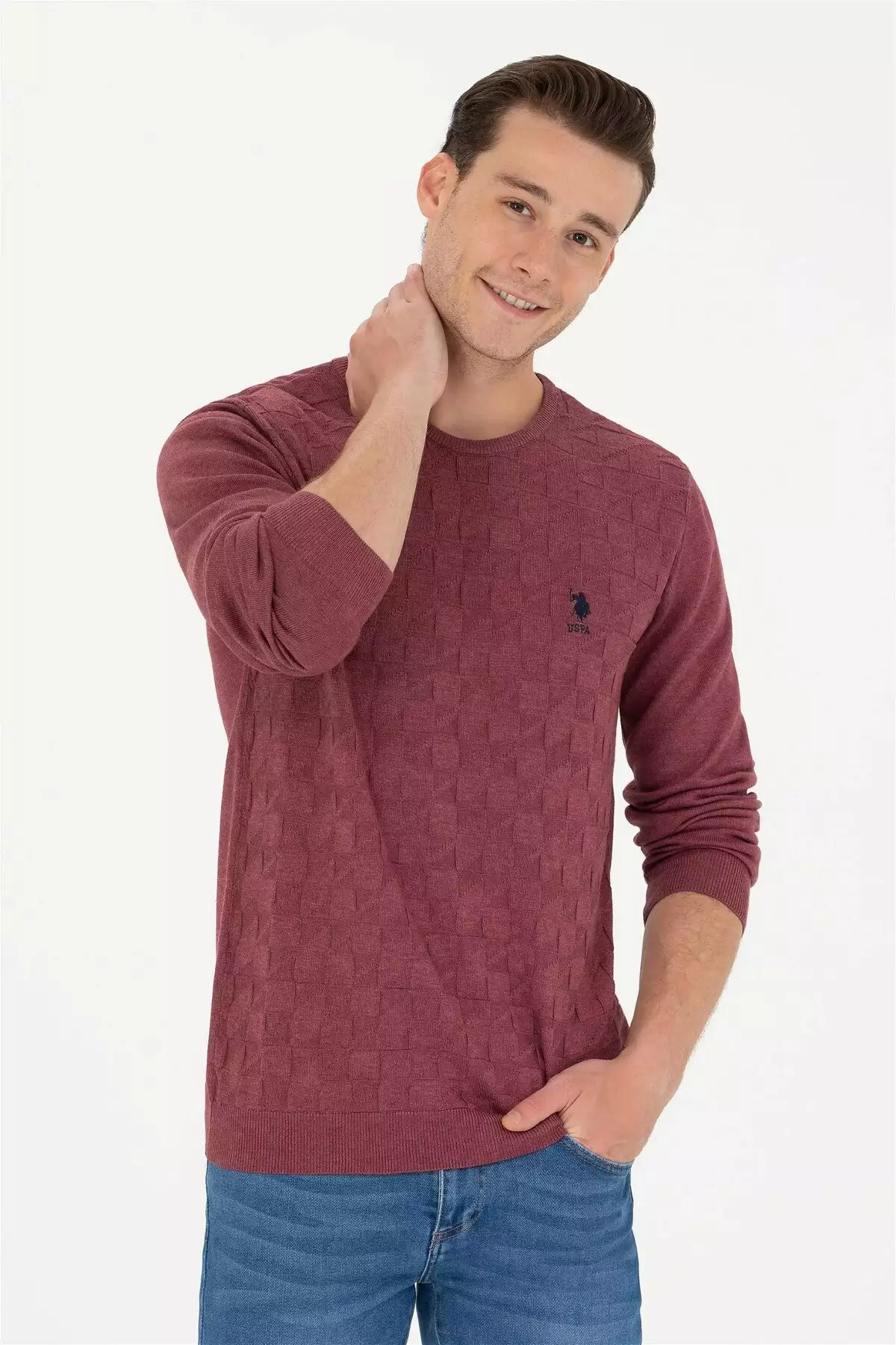 کاپشن مردانه پایه برنگ بورگاندی برند U.S. Polo Assn. - 779753920