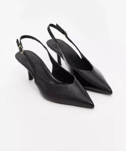 کفش پاشنه بلند زنانه با ظاهر چرم مشکی برند LC Waikiki - 982277624