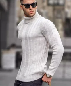 pulli با یقه ماهیگیر رنگ سنگی 5764 برند Madmext - 314521480