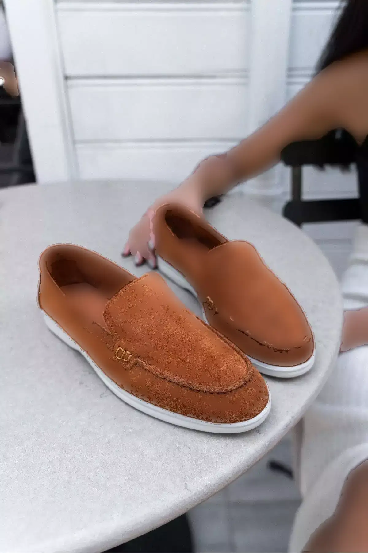 زنانه بامزه با کفی صاف از چرم طبیعی وین برند NİŞANTAŞI SHOES - 854433618