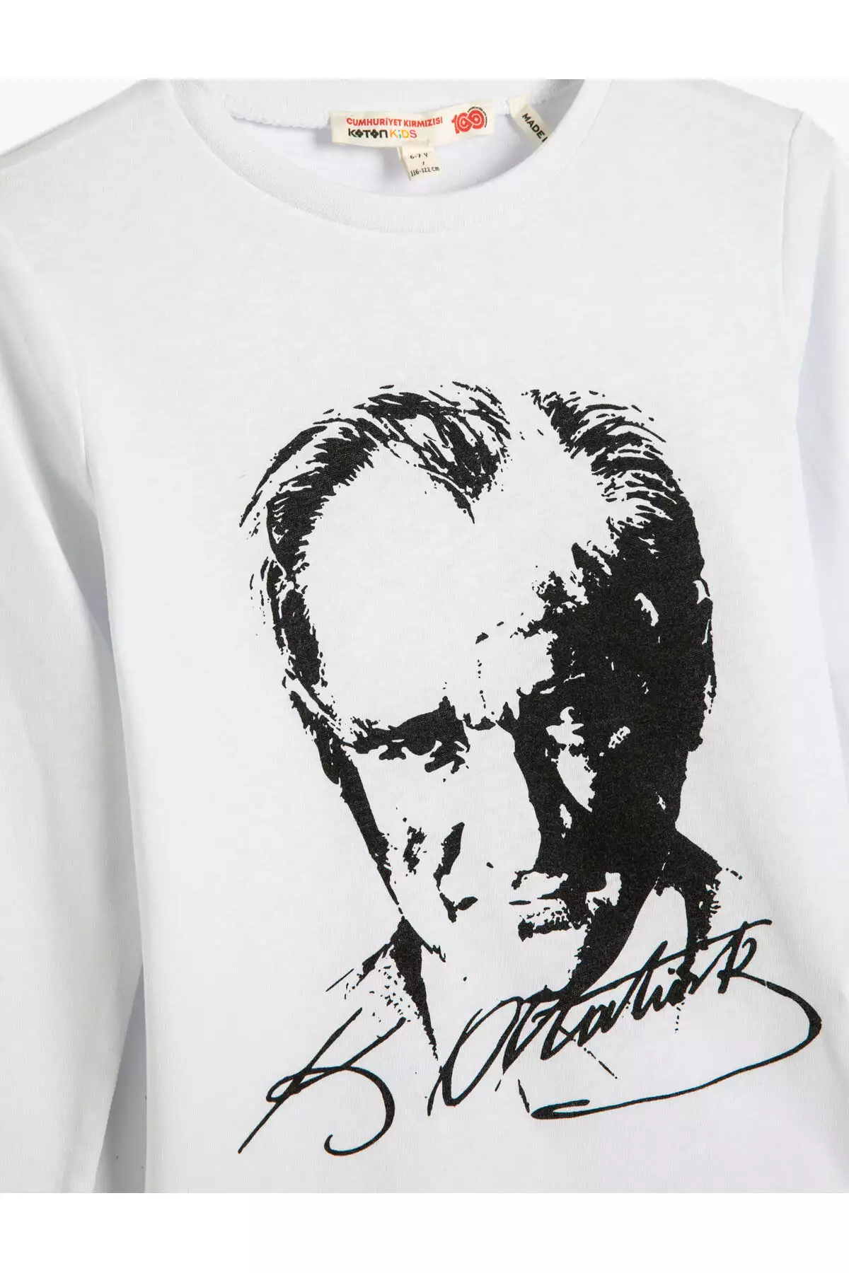 تیشرت بلند با یقه گرد و طرح آتاتürk برند Koton - 744565090