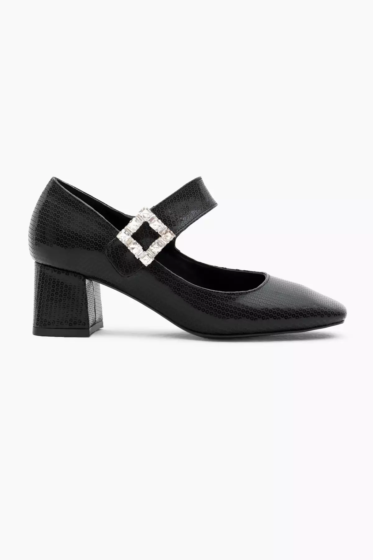 کفش پاشنهدار زنانه با بند چسبی و کفه نئولیت طرح دار رنگ مشکی با پاشنه سنگی برند Tonny Black - 872924735