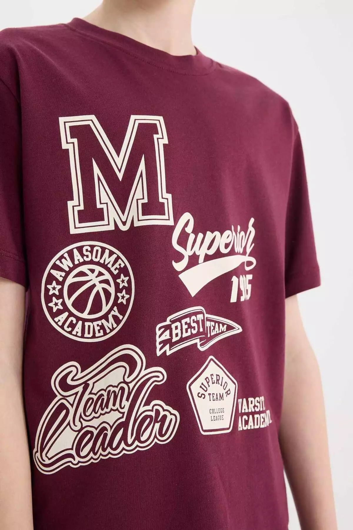 تیشرت کوتاهدست با یقه دوچرخهای و چاپی برای پسران E0090A825SM برند Defacto - 898826884