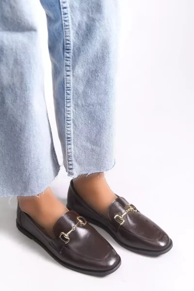 کفش بیزنسی زنانه وینلینا ۰۰۱۲۰۹۳ قهوه‌ای چرم برند Riccon - 983030314