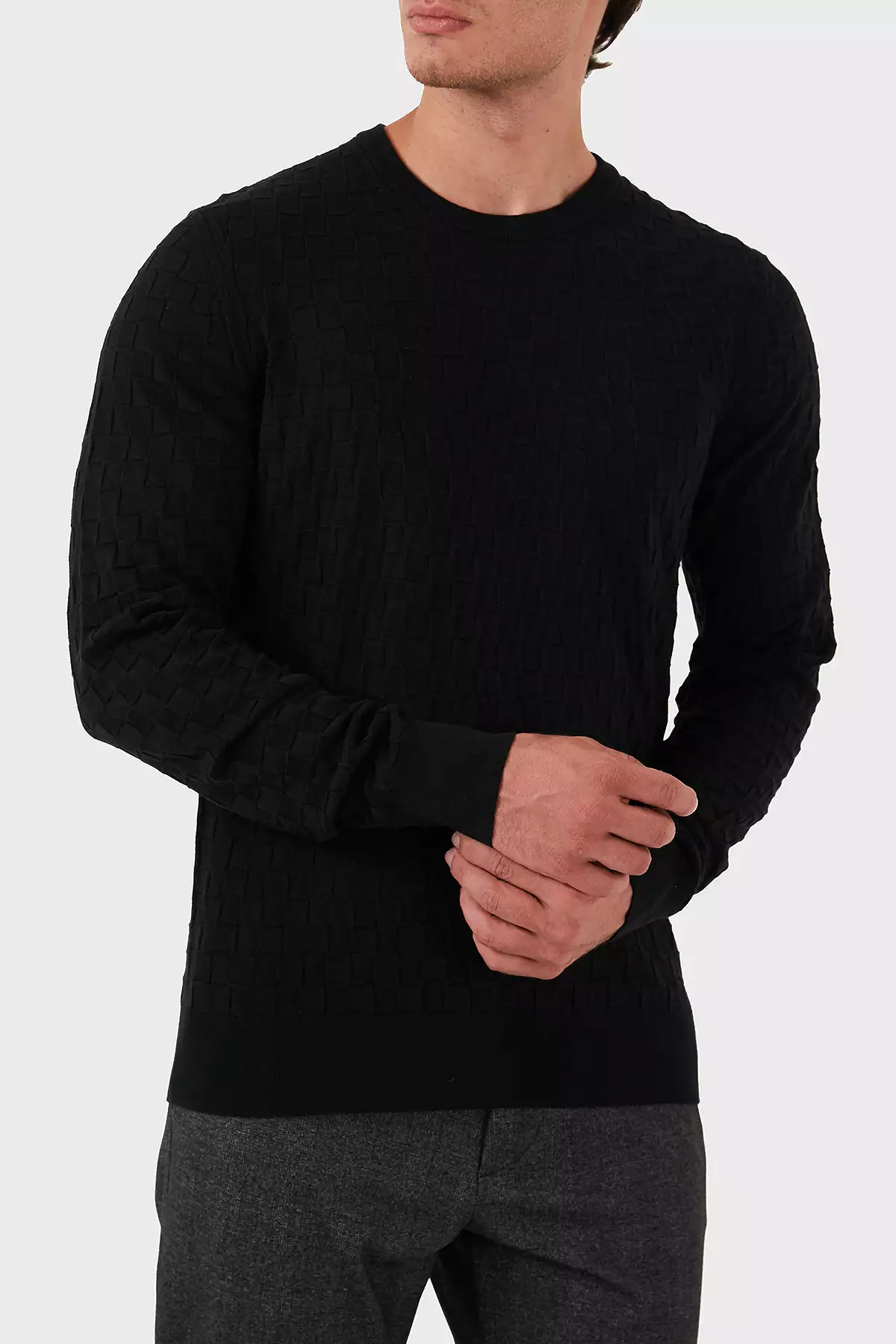 پلیور مردانه یقه گرد نازک فیت کتان برند Calvin Klein - 862077412