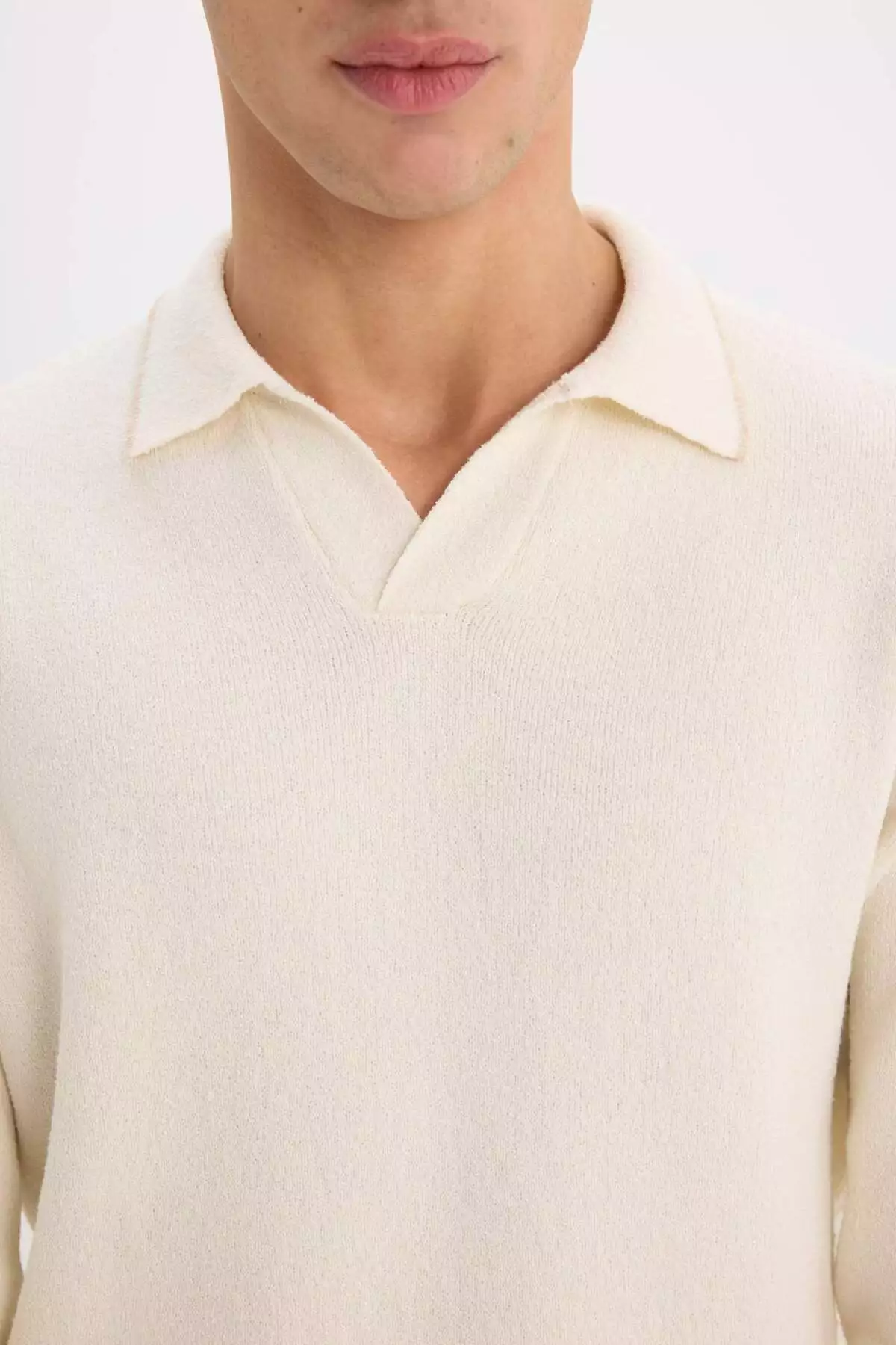 پلیور یقه پلیسه فیت استاندارد E5220AX24WN برند Defacto - 890368596