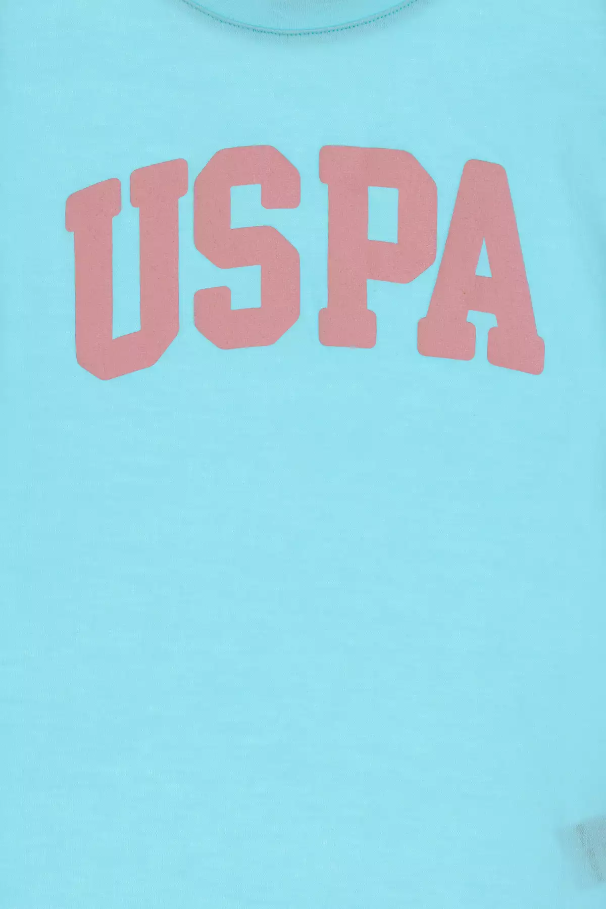 تیشرت ساده دخترانه آبی با یقه گرد از جنس پنبه و چاپ طرح یوسپا 50306042-VR007 برند U.S. Polo Assn. - 930728946