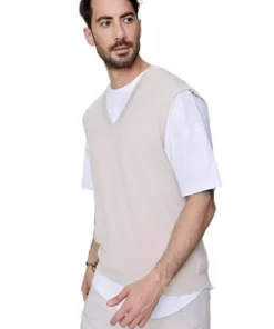 ژاکت بافت نارنجی کمرنگ مردانه با یقه V از جنس پنبه برند CHUBA - 274926088