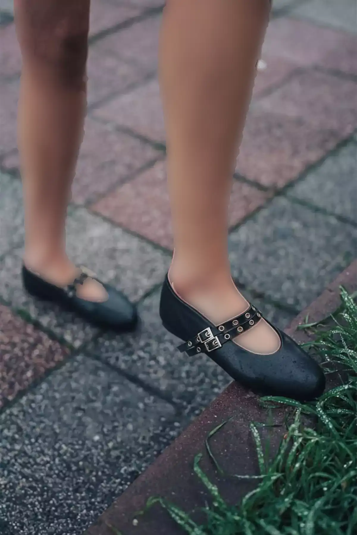 کفش بپوش زنانه با بند دوگانه و زینتی، مدل روزمره، رنگ مشکی برند Marjin - 859939669