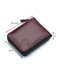 کیف پول واقعی چرم با چندین محفظه شفاف برای کارت و زیپ، مدل یونی‌سکس - قهوه‌ای برند Westpolo - 1026255427