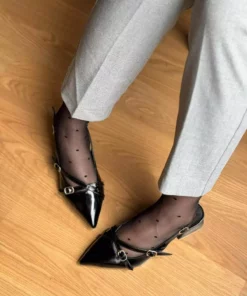 کفش مری جین پاشنه کوتاه نوک تیز با پشت باز برند İncimoda - 829747032