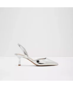 گاوآی دیسی - کفش مجلسی پاشنه نازک زنانه از چرم مصنوعی نقرهای برند Aldo - 922444247