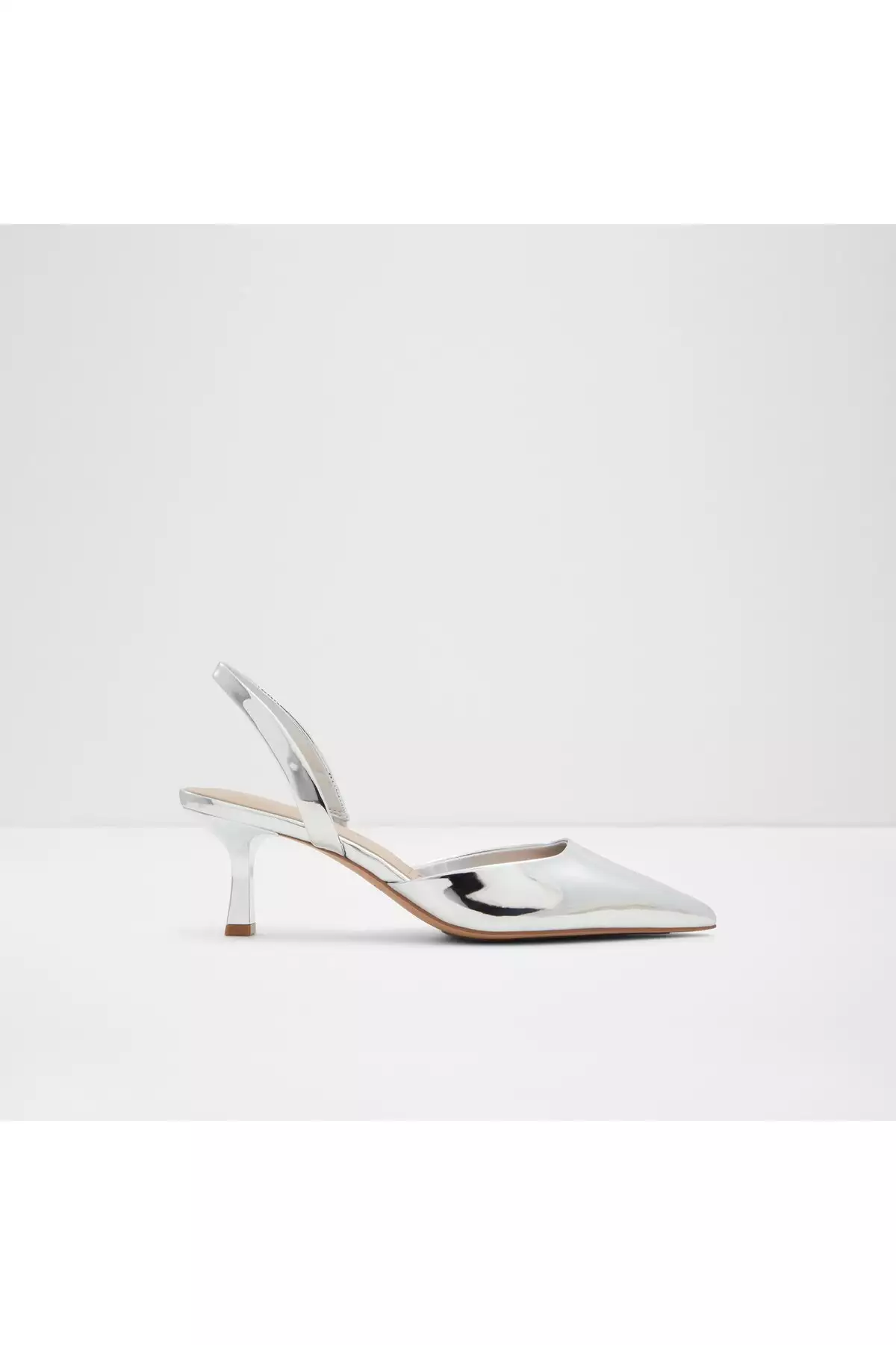 گاوآی دیسی - کفش مجلسی پاشنه نازک زنانه از چرم مصنوعی نقرهای برند Aldo - 922444247