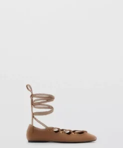 کفش باله‌ای با بند متقاطع از جیر برند MANGO - 944884843