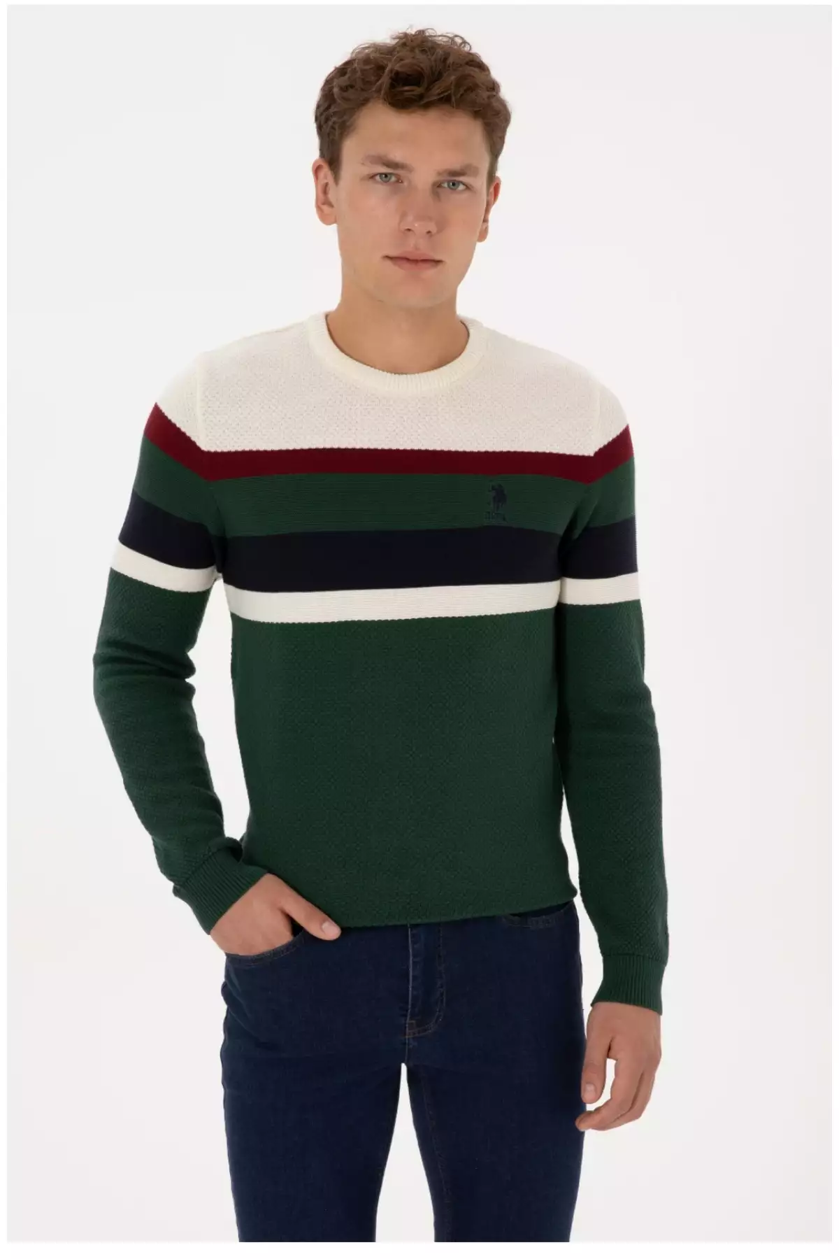 پلیور بافتدار رنگی ۱۰۰% پنبه از برند یو.اس. پولو_ASSOCIATION برند U.S. Polo Assn. - 1033320358