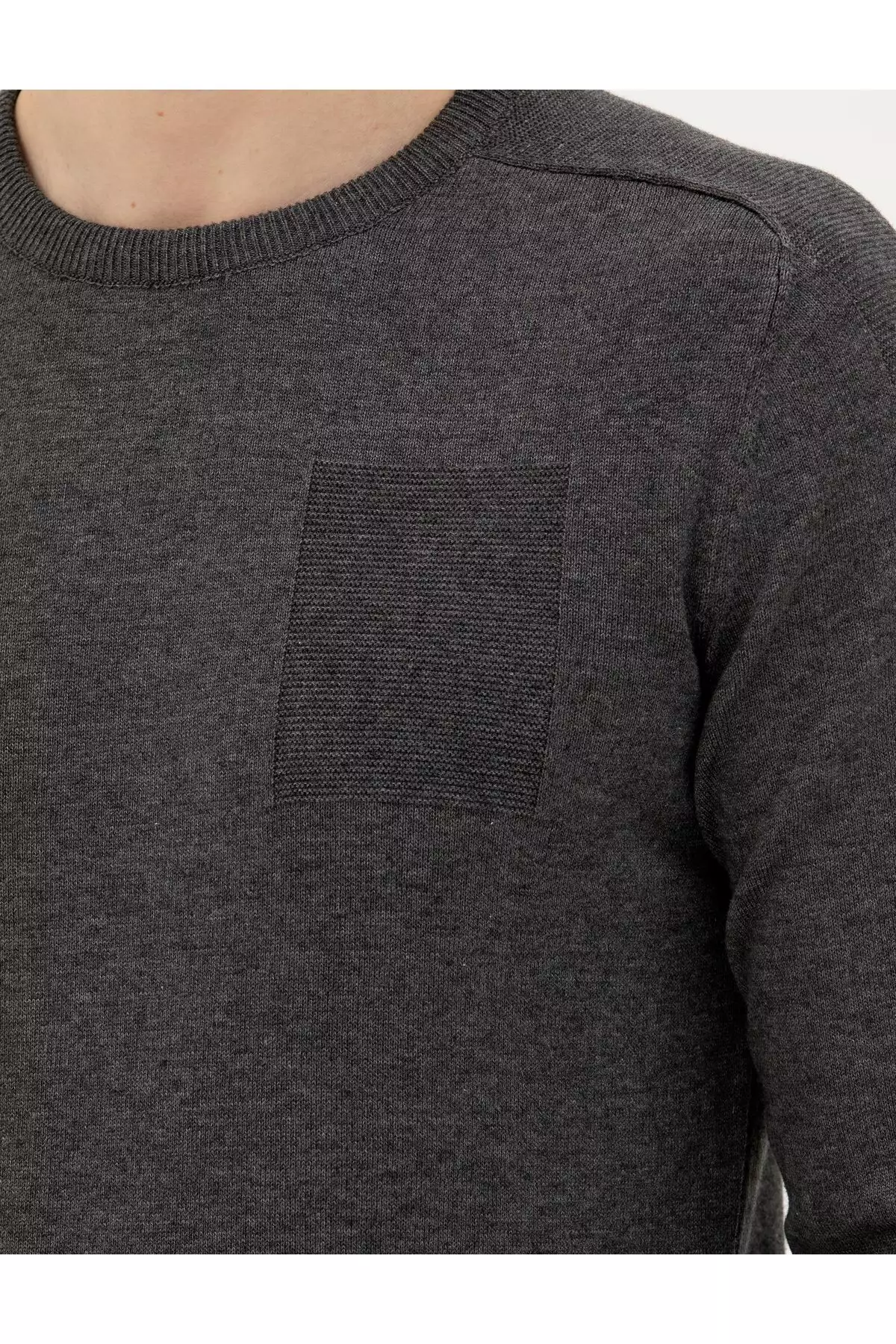 کالج خاکستری تنگ فیت یقه گرد بافتنی 50281779-VR080 برند Pierre Cardin - 829105140