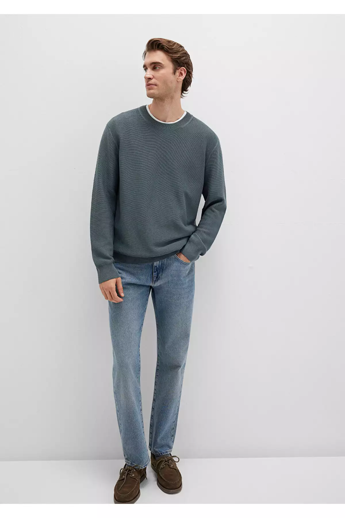 پلیور یقه گرد طوسی مناسب سایز معمولی / 0710197-80889 برند Mavi - 999233903