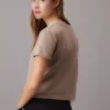تیشرت کوتاه آستیندار زنانه طوسی برند Calvin Klein - 892793886