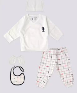 ست خروجی بیمارستانی ۵ تکه مردانه نوزاد اورجینال یو.اس. پولو آسنس سفید برند U.S. Polo Assn. - 799673310