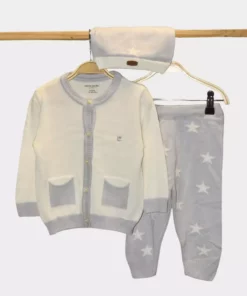 ست ۳ تکه بلوز و شلوار با بافت ستاره‌دار برای نوزاد و کودک ۳۰۳۹۵۵ برند Pierre Cardin - 775827893