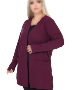 ژاکت یقه‌دار کوتاه با جلوی باز بزرگ‌پوش رنگ بنفش برای بانوان برند MELSAY - 869611017