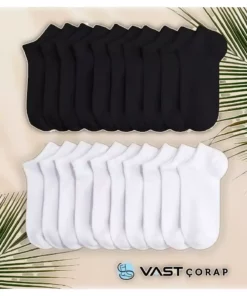 20 جفت بسته اقتصادی پاپوش جوراب: 10 جفت سیاه و 10 جفت سفید برند Vast - 943449378