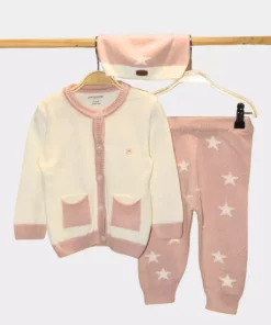 ست ۳ تکه زیر و رو بافت ستاره‌ای مخصوص نوزاد و کودکان ۳۰۳۹۵۵ برند Pierre Cardin - 775846576