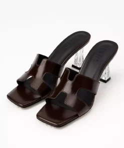 دمپایی پاشنهبلند زنانه کوتاه شفاف قهوهای - طراحی شیک و مناسب فصل تابستان برند StWenn - 936731068