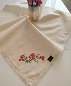 میز پوش 85x85 سانتی‌متری با طرح دست‌دوز و سنتی بولدان مونیکا برند denizli hatırası - 895130012