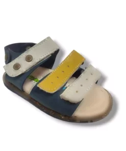 سندل کودکانه مردانه آناتومیک ۳ بند چسبی مدل شيرينگنچ ۱۶۴۲-۲۰ رنگ سرمه‌ای و زرد سایز ۱۸-۲۰ برند ŞİRİNGENÇ - 947373228