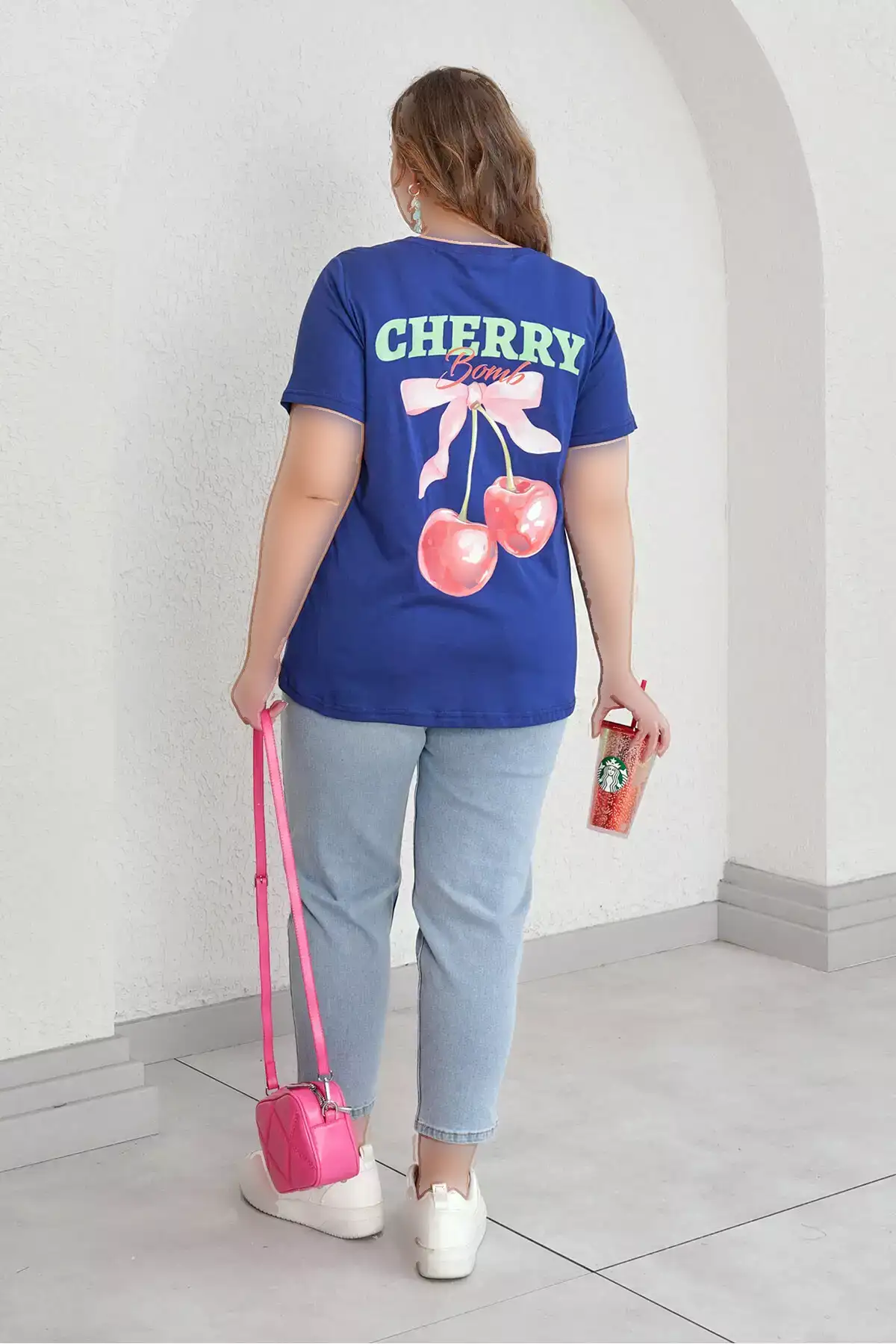 تیشرت با طرح گیلاس و کتان برند Büyük Moda - 928103427