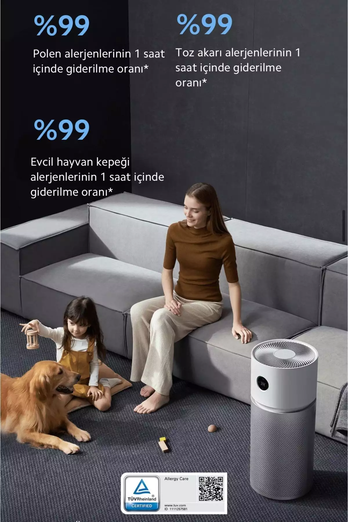 دستگاه تصفیه هوای الیت با حسگر هوشمند و اتصال Wi-Fi، مناسب برای فضاهایی به مساحت 125 متر مربع - با هدیه برند Xiaomi - 879788986