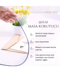 محافظ ضخیم شفاف میز با عرض 90 سانتیمتر و ابعاد مختلف برند MORLİDO - 316307629