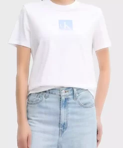 تی‌شرت عادی یقه گرد با لوگو، ۱۰۰% پنبه، کد LV047C864GYAA برند Calvin Klein - 960600682