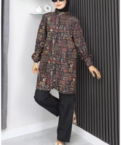 مجموعه مایو حجاب با طرح اقتصادی 3 تکه 1903-05 قهوه‌ای برند sefamerve - 1048661634