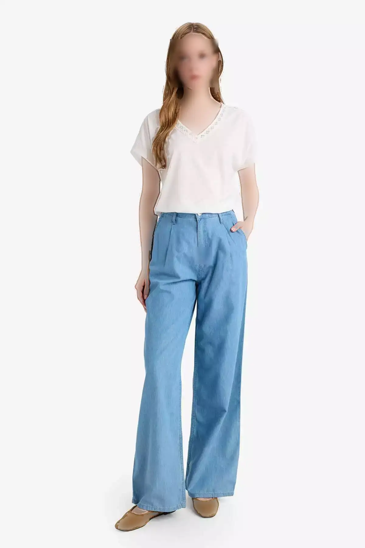 تیشرت آستین کوتاه یقه V مدل F2766AX25SM برند Defacto - 938962501