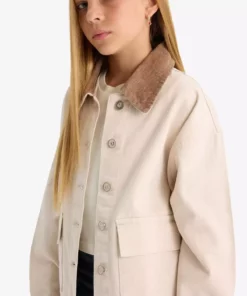 کت جاکت گاباردین با یقه متضاد برای دختران دانش‌آموز F7518A825AU برند Defacto - 971734109